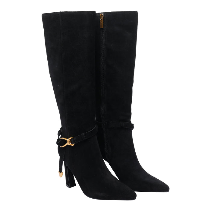 Steve Madden Boots Black Suede Leather/rubber Sole