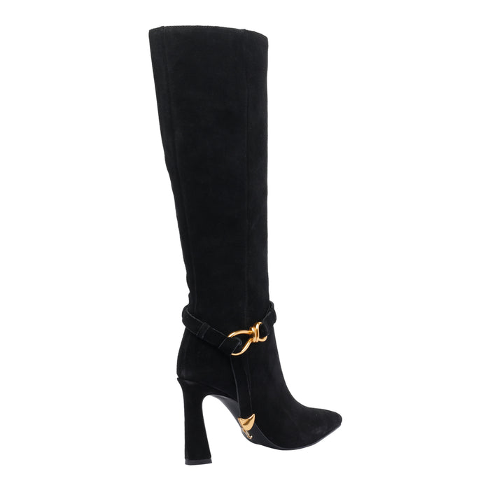 Steve Madden Boots Black Suede Leather/rubber Sole