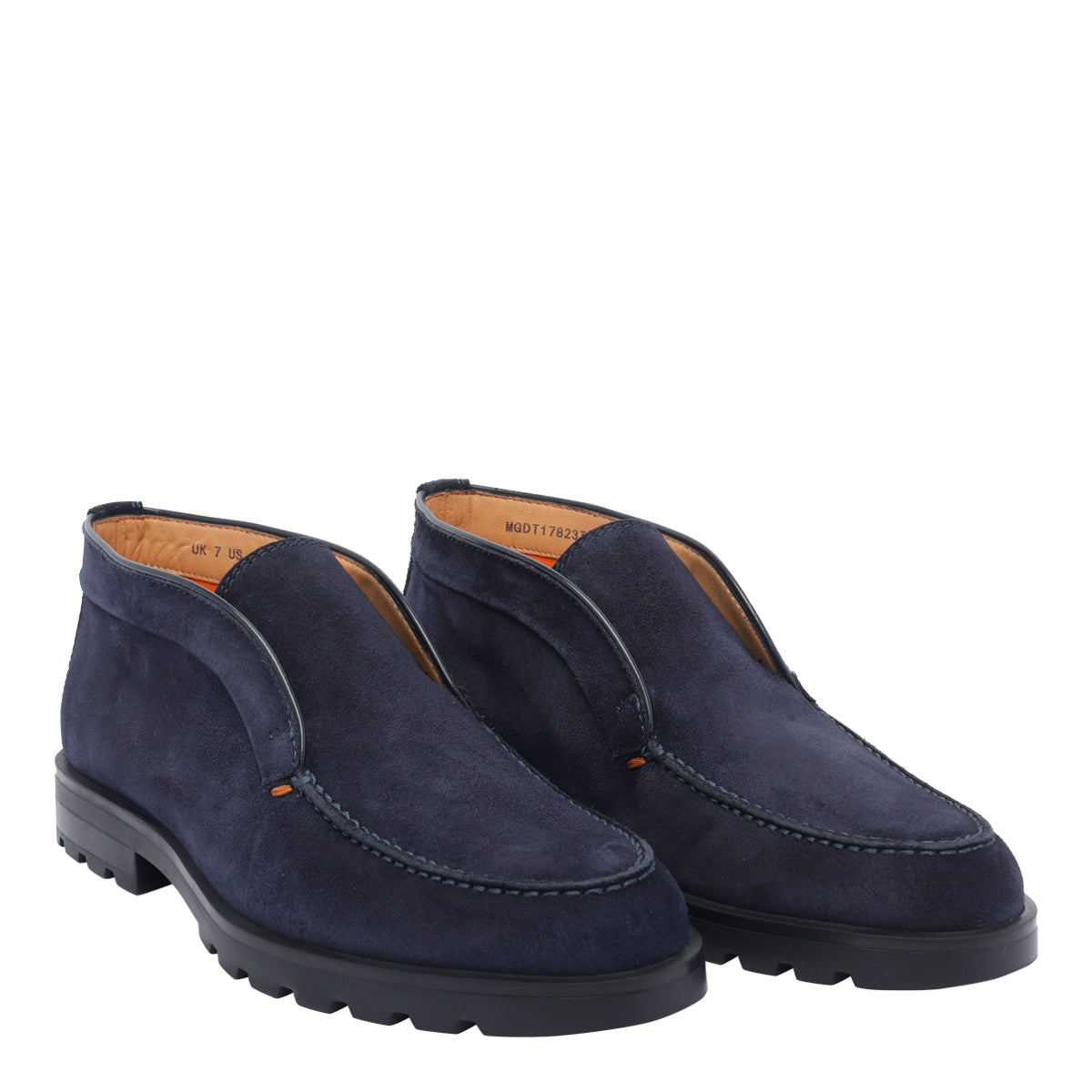 Santoni Flat Shoes Blue Suede Leather/rubber Sole