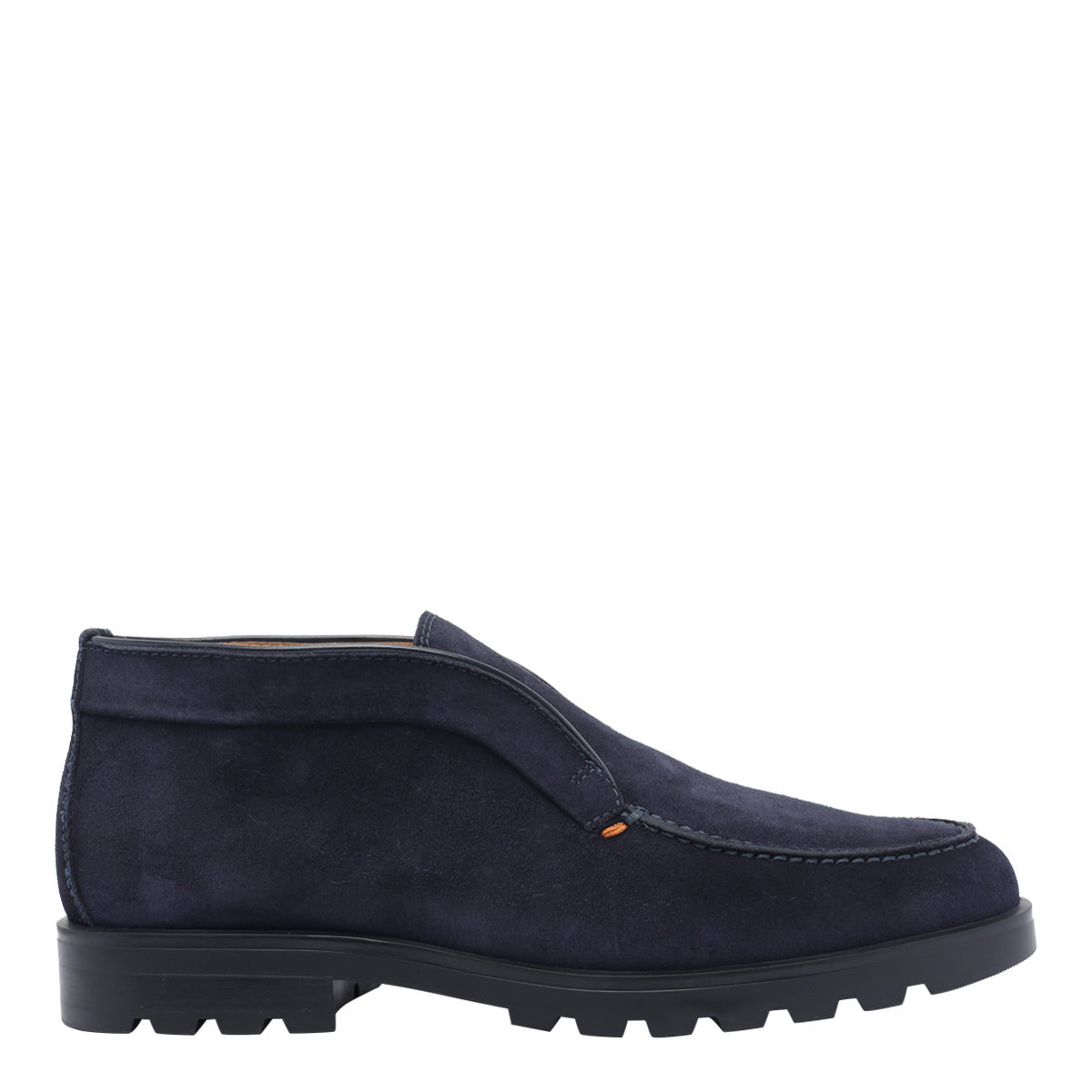 Santoni Flat Shoes Blue Suede Leather/rubber Sole
