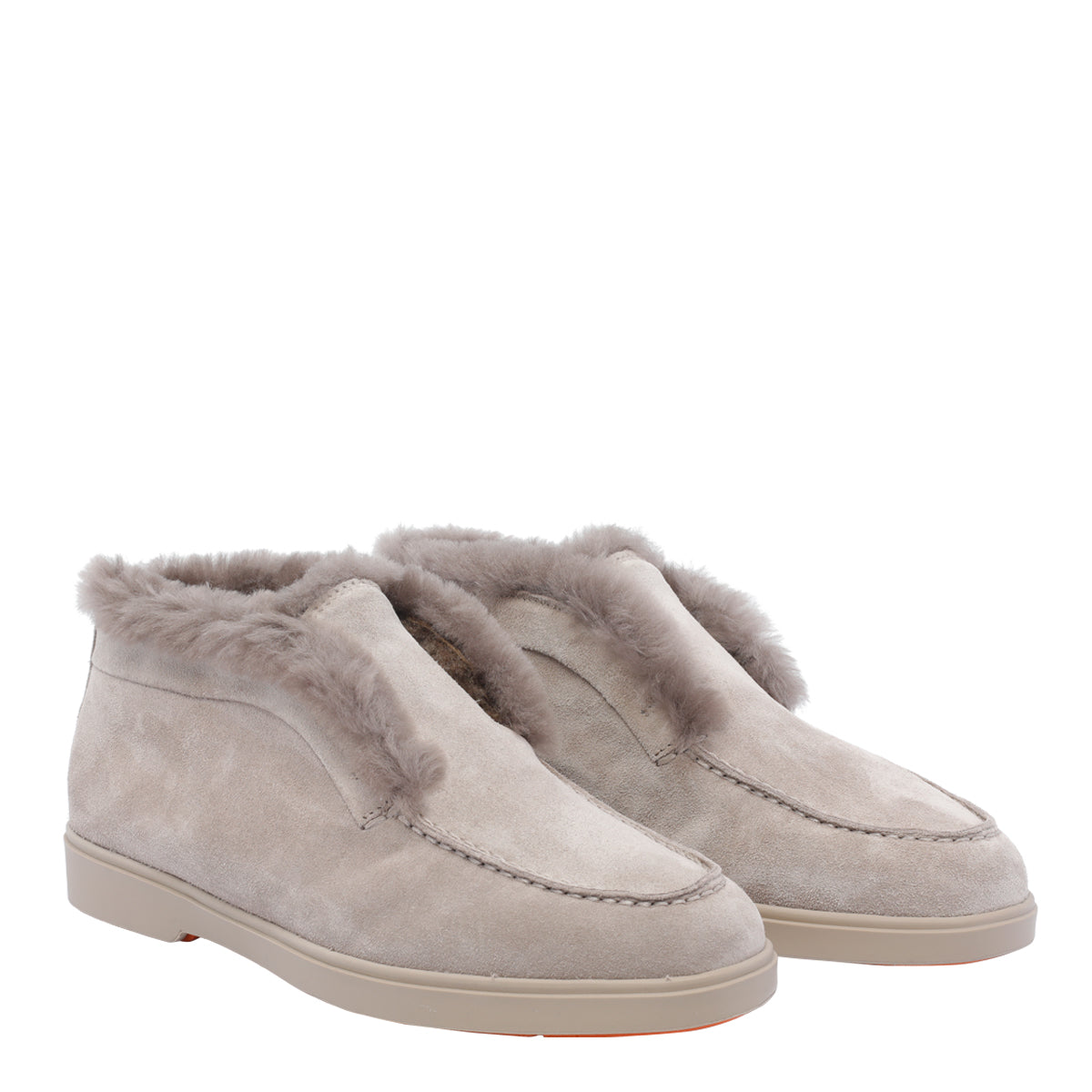 Santoni Flat Shoes Beige Suede Leather/rubber Sole