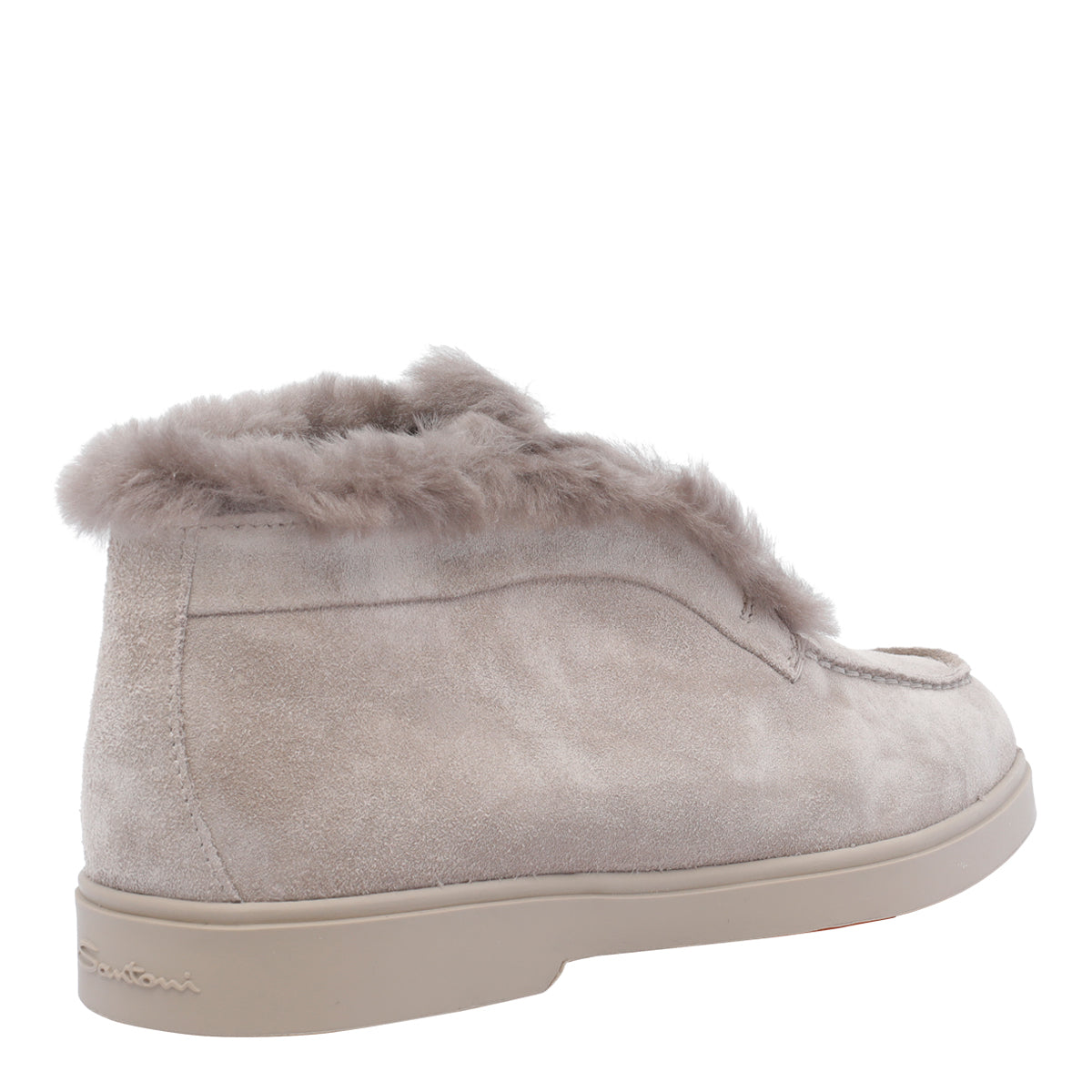 Santoni Flat Shoes Beige Suede Leather/rubber Sole