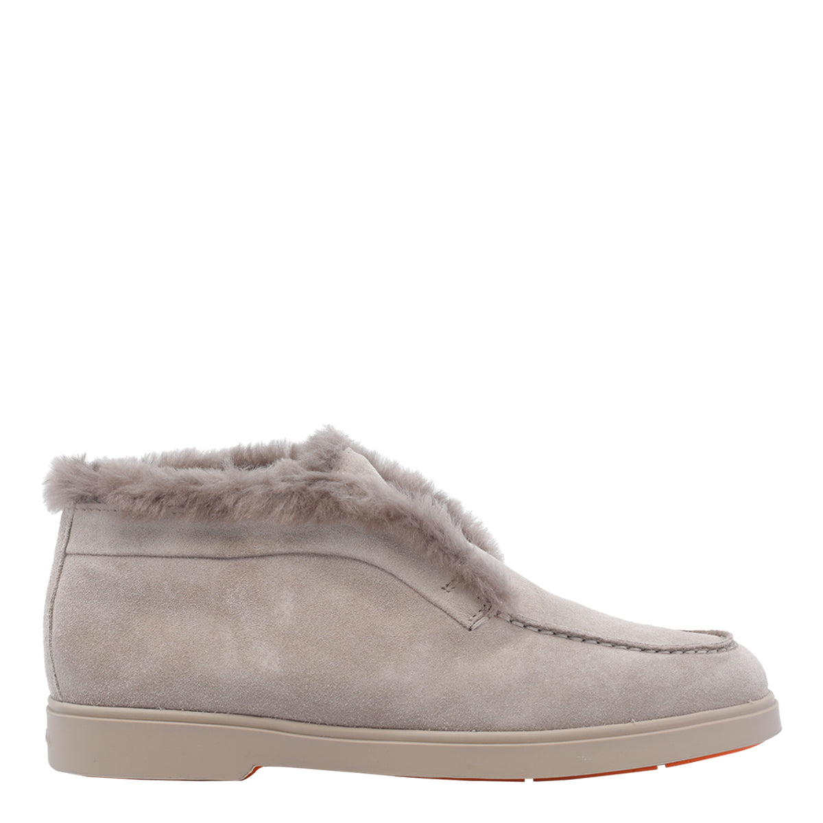 Santoni Flat Shoes Beige Suede Leather/rubber Sole