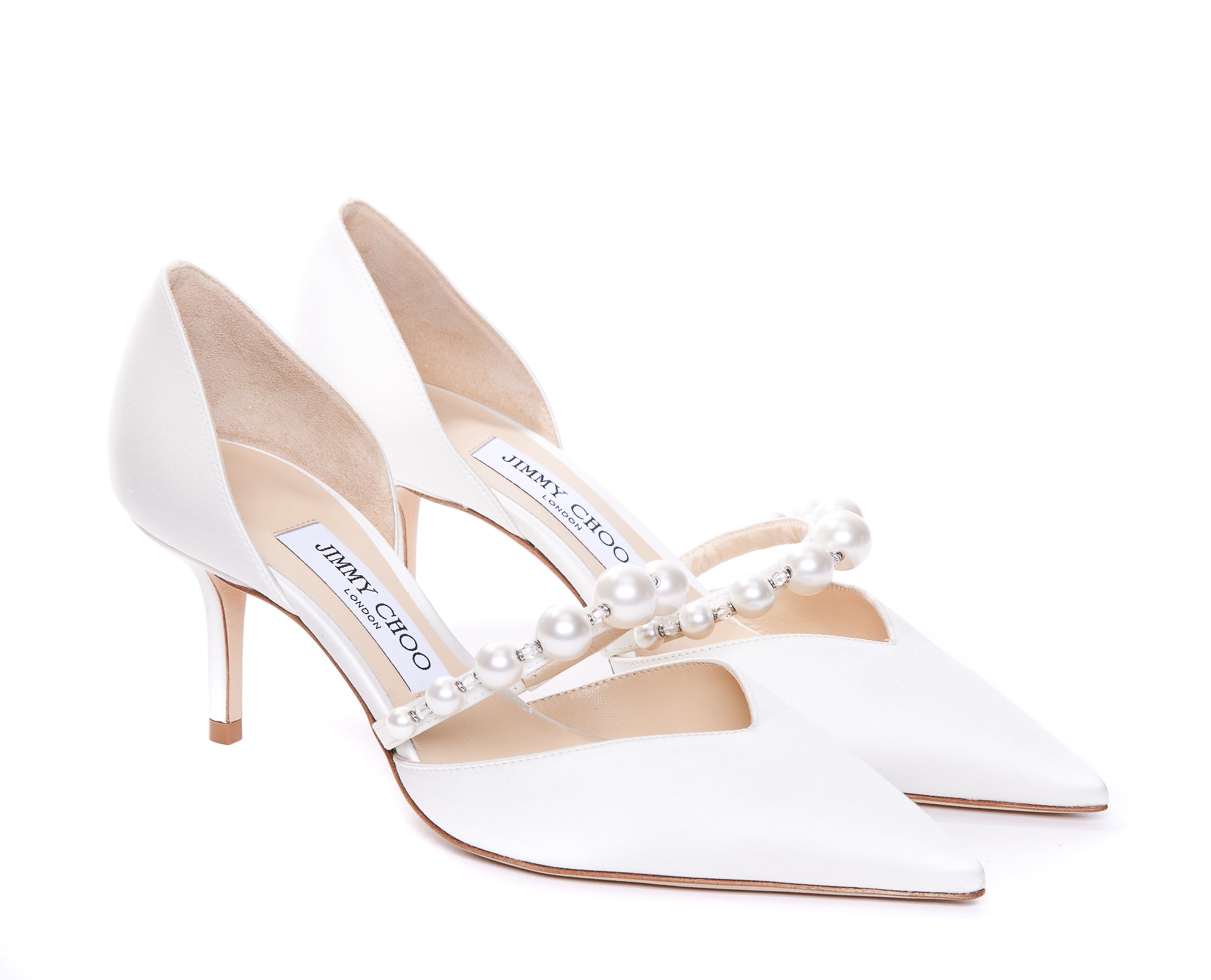 Jimmy Choo With Heel White Fabric/ Leather Sole
