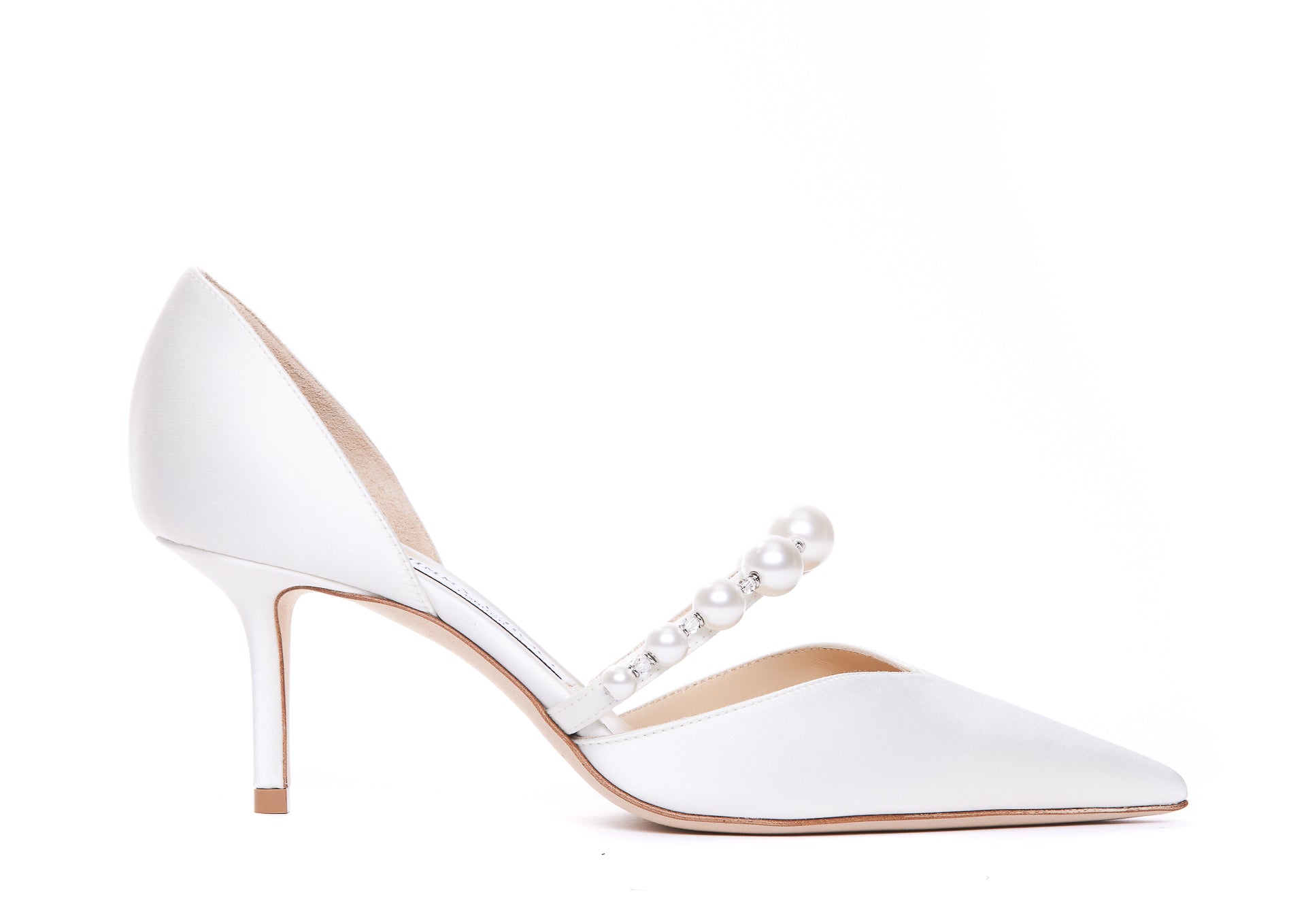 Jimmy Choo With Heel White Fabric/ Leather Sole