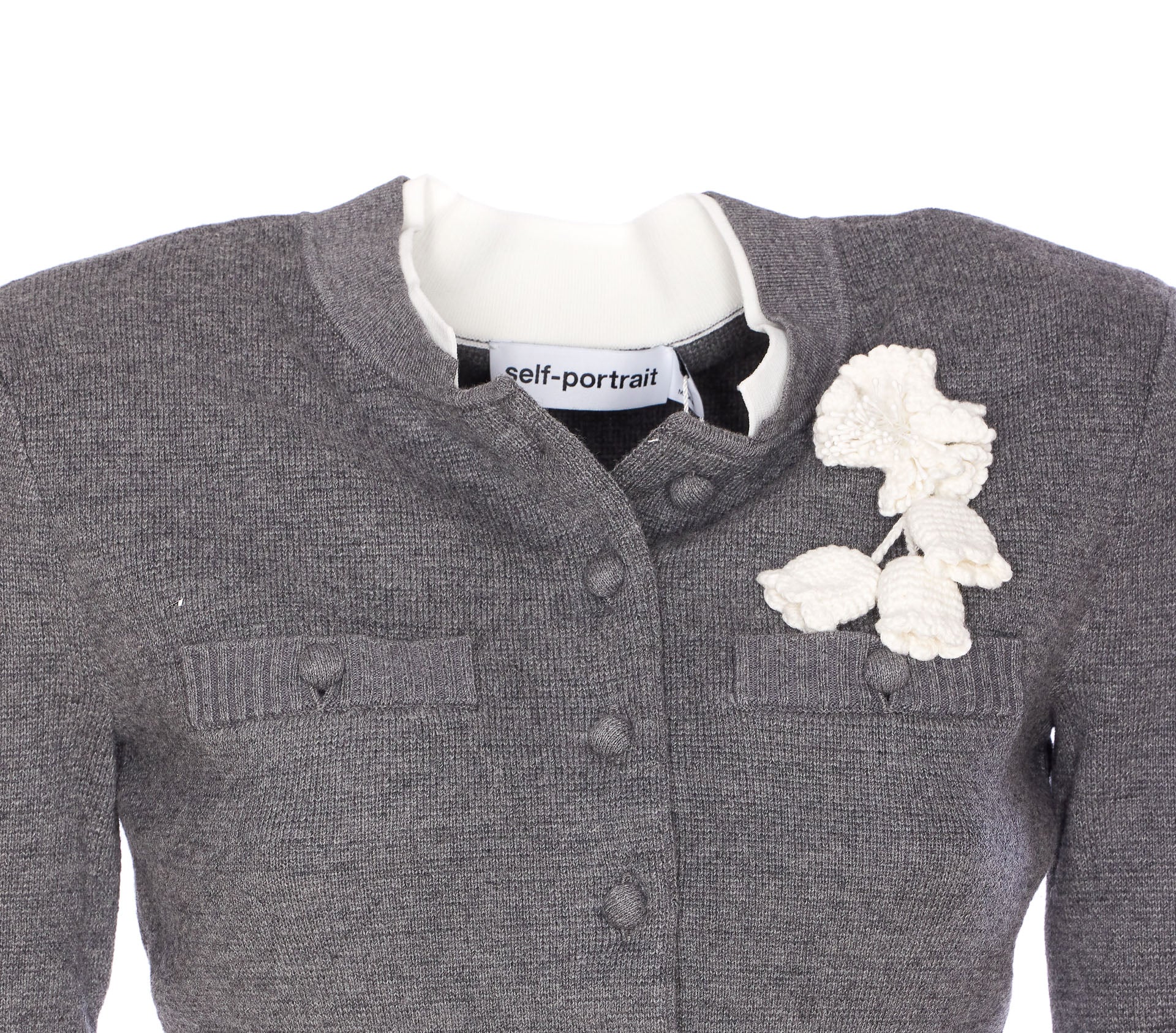 Self Portrait Sweaters Grey Cotton