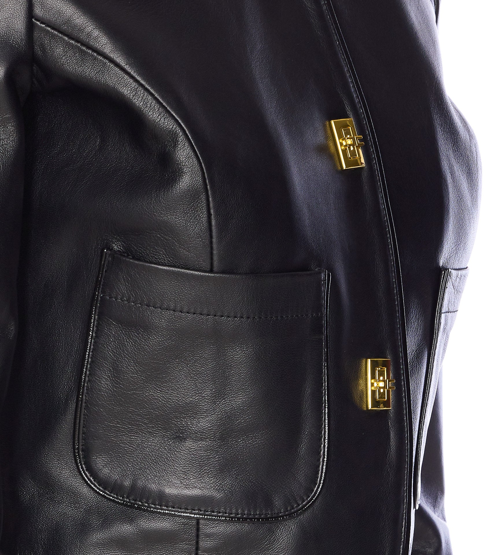 Elisabetta Franchi Jackets Black Sheep Leather