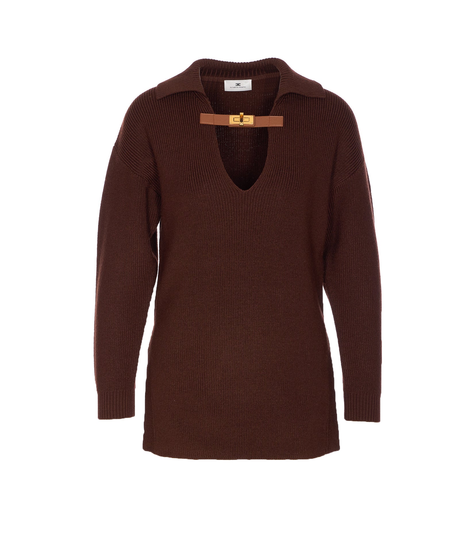 Elisabetta Franchi Sweaters Brown Wool