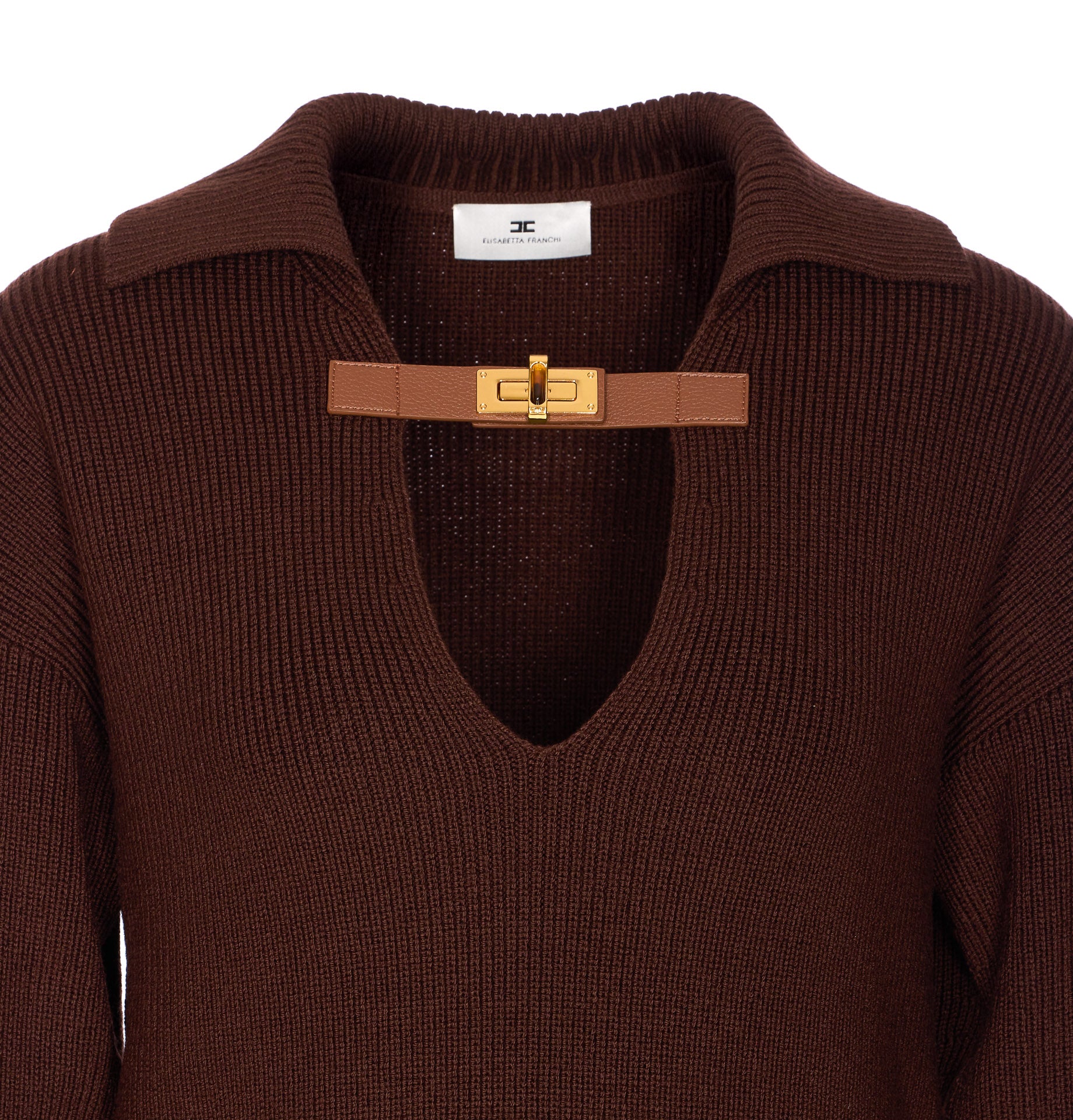 Elisabetta Franchi Sweaters Brown Wool