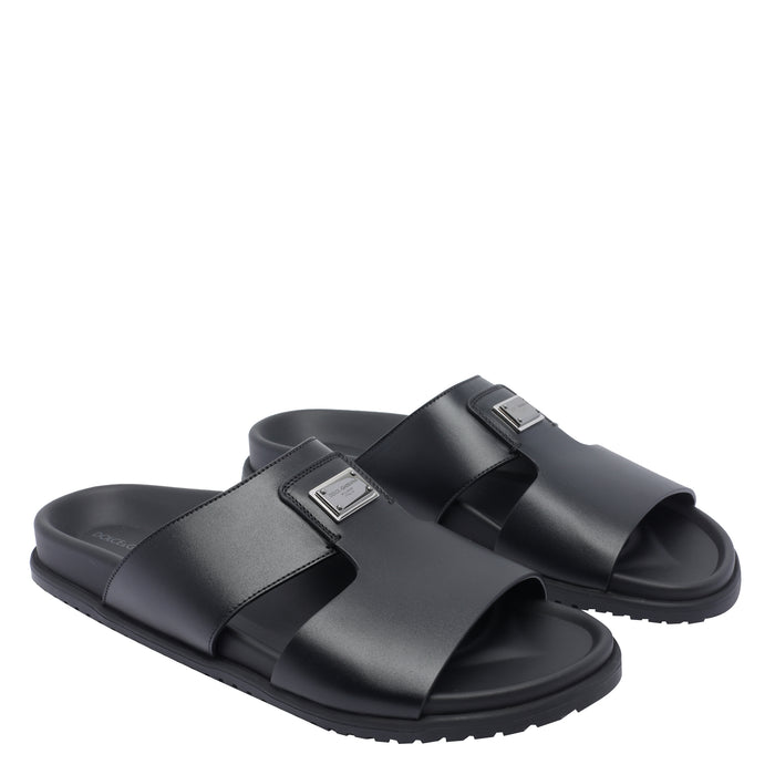 Dolce & Gabbana Sandals Black Calf Leather/rubber Sole