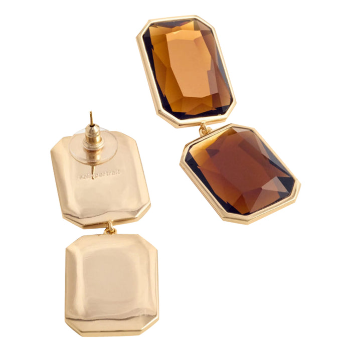 Self Portrait Bijoux Orange Brass With Glass Stone