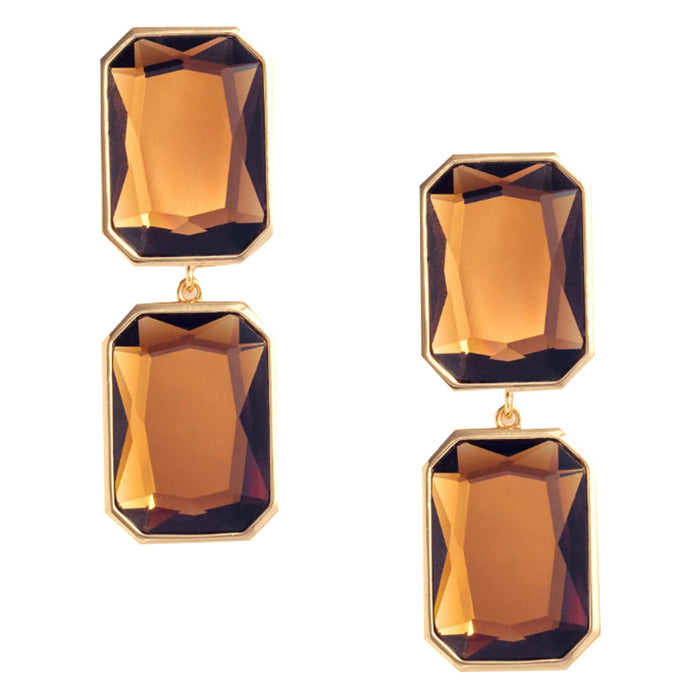 Self Portrait Bijoux Orange Brass With Glass Stone