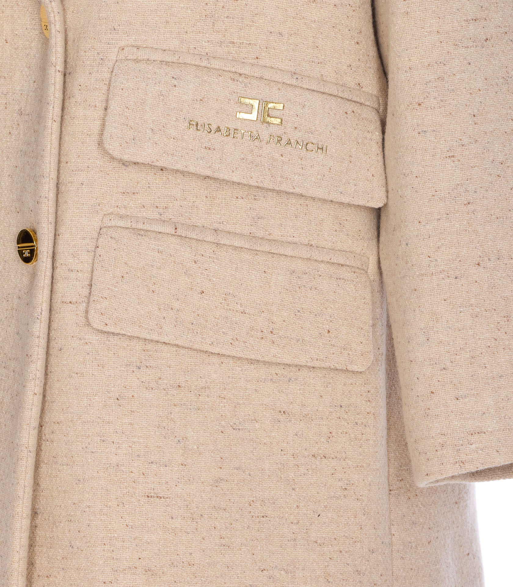 Elisabetta Franchi Coats Beige Virgin Wool