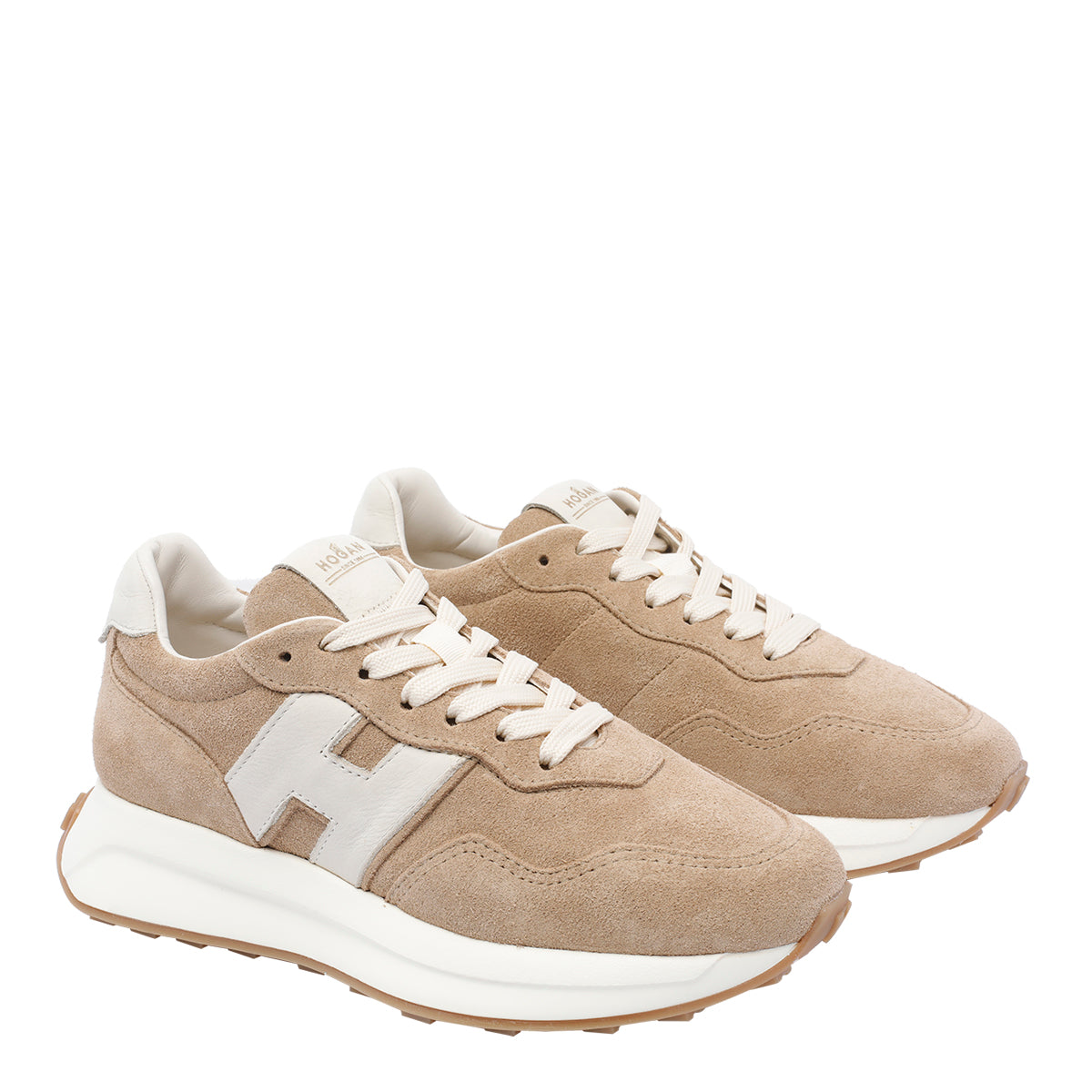Hogan Sneakers Beige Calf Leather/rubber Sole
