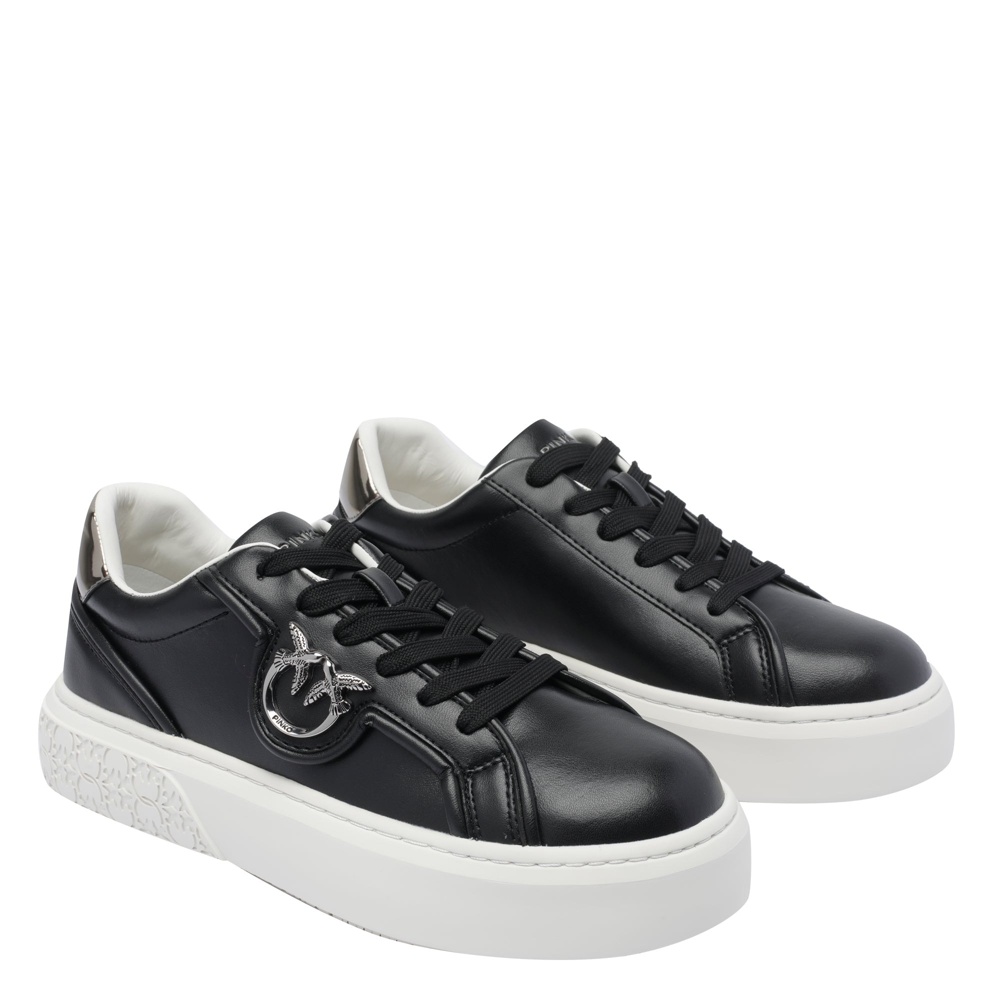 Pinko Sneakers Black Calf Leather/rubber Sole