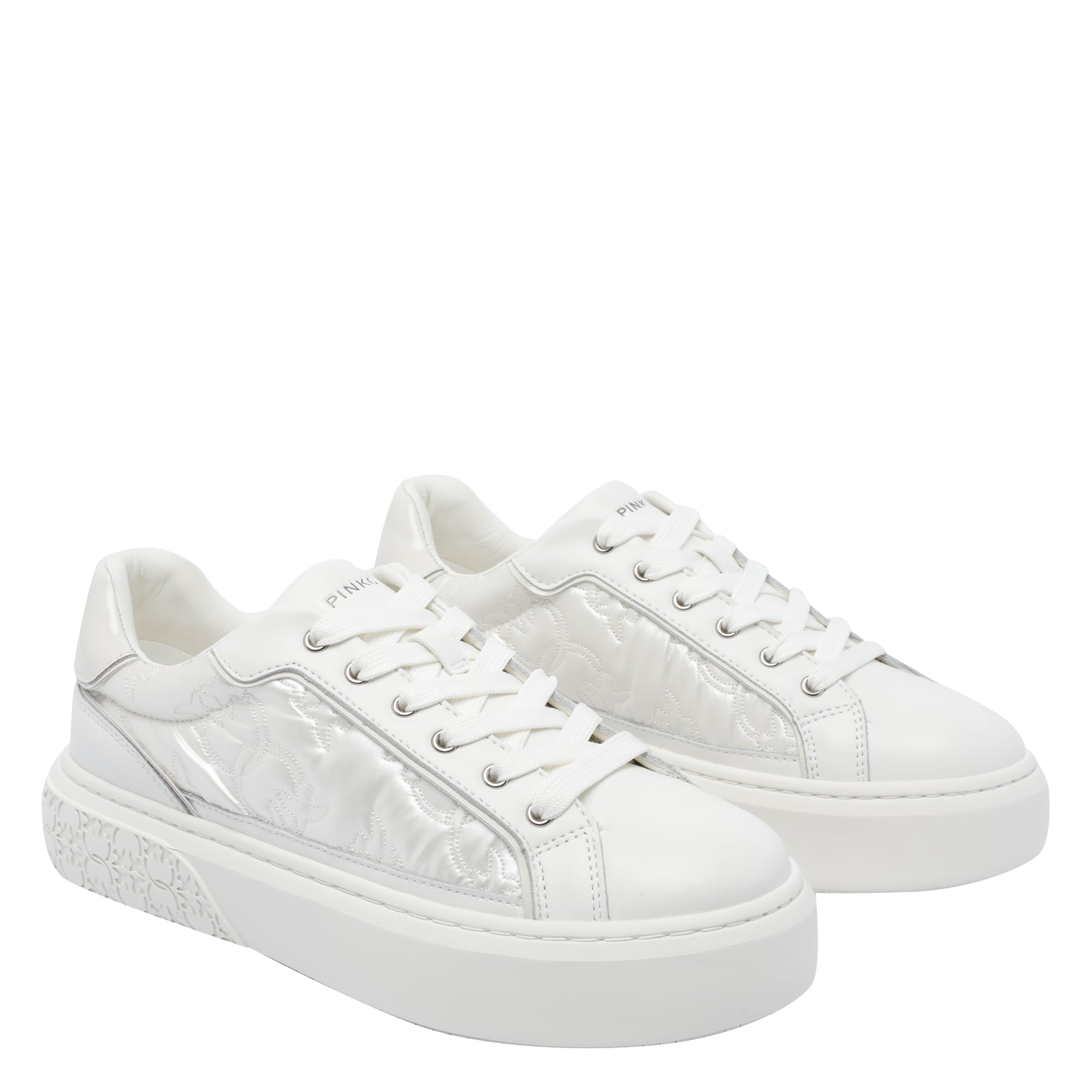 Pinko Sneakers White Calf Leather/rubber Sole