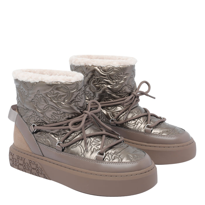 Pinko Boots Beige Fabriccalf Leather/rubber Sol