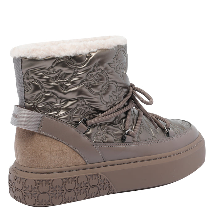 Pinko Boots Beige Fabriccalf Leather/rubber Sol