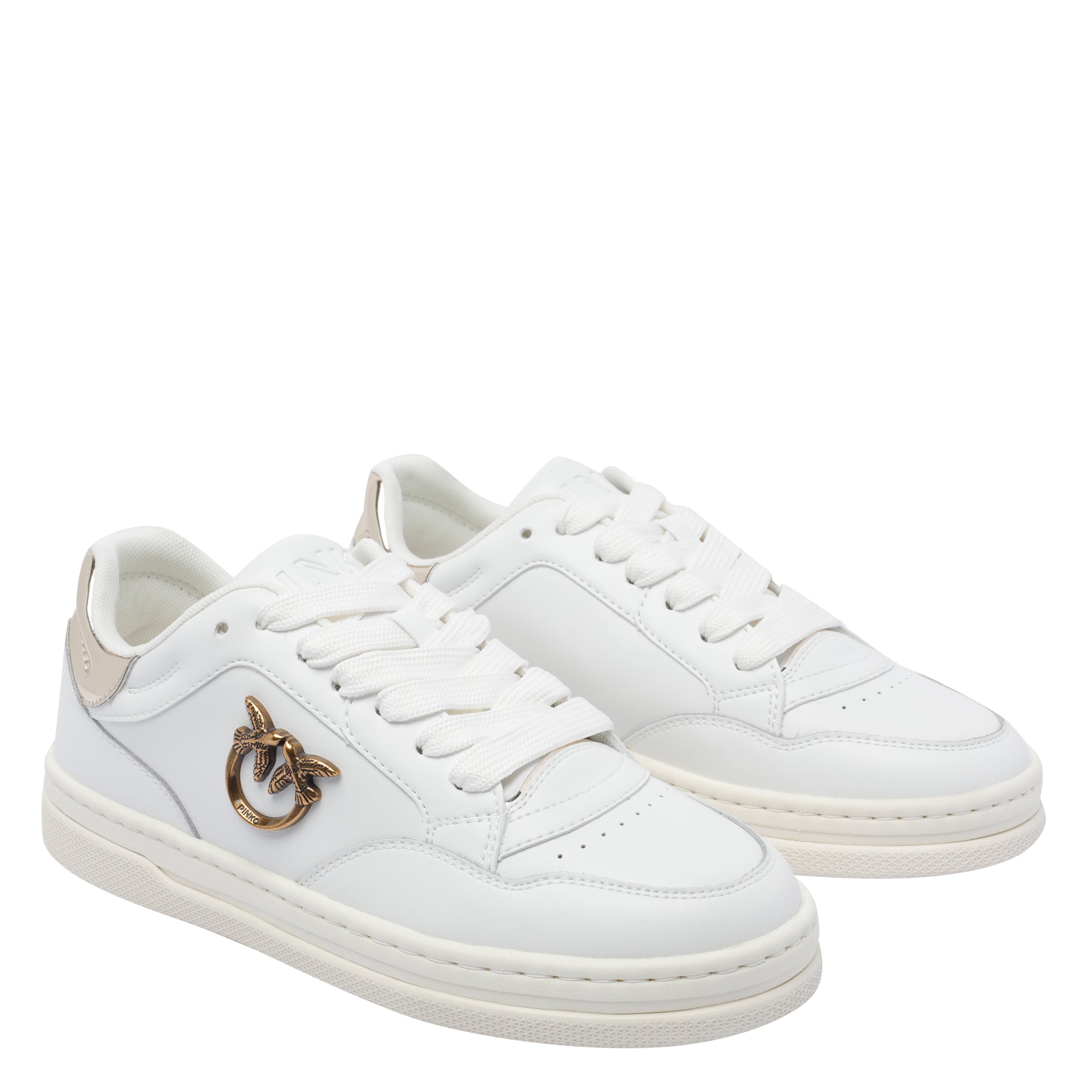 Pinko Sneakers White Calf Leather/rubber Sole