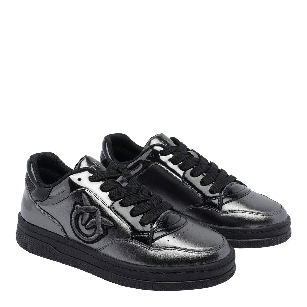 Pinko Sneakers Black Calf Leather/rubber Sole