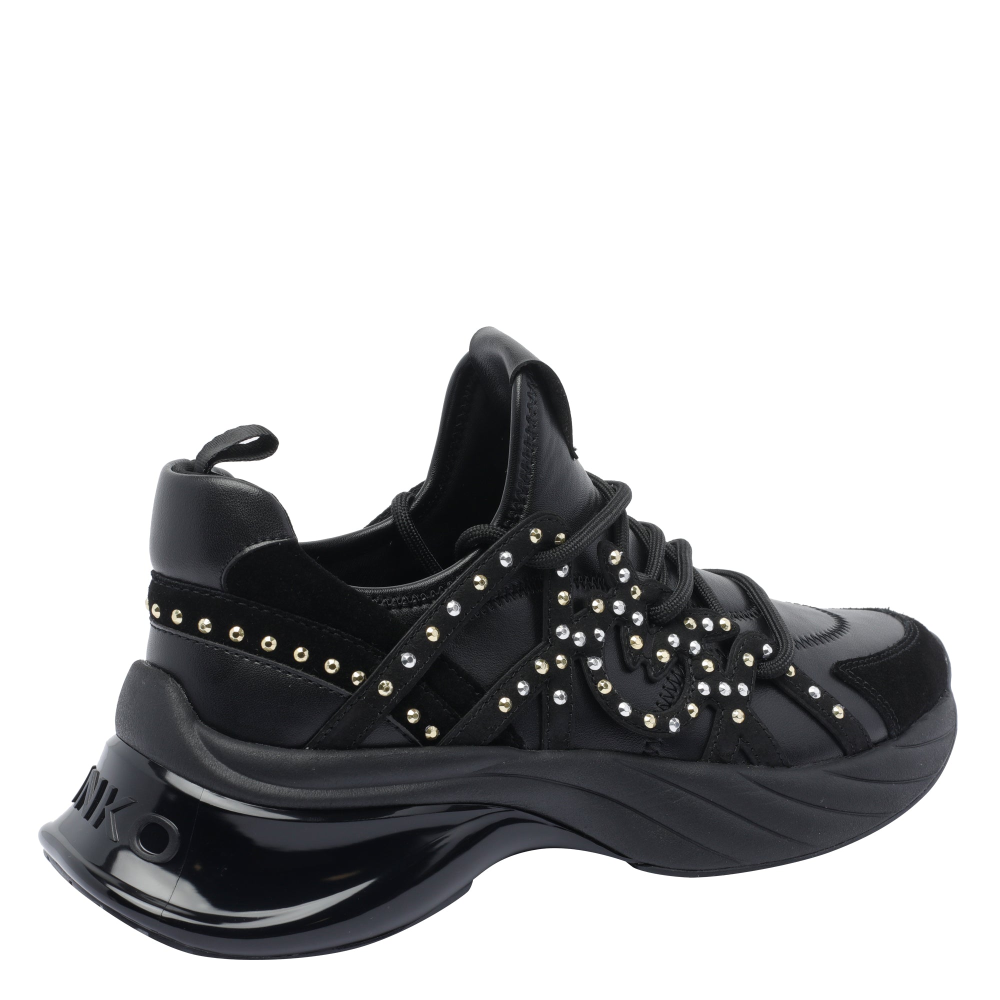Pinko Sneakers Black Calf Leather/rubber Sole