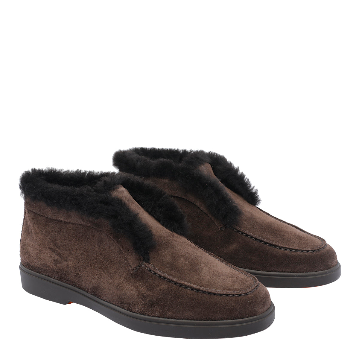 Santoni Flat Shoes Brown Suede Leather/rubber Sole
