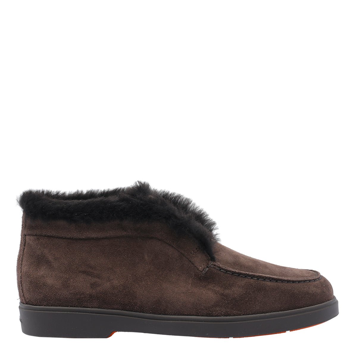 Santoni Flat Shoes Brown Suede Leather/rubber Sole