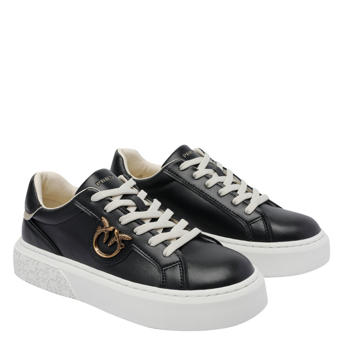 Pinko Sneakers Black Calf Leather/rubber Sole
