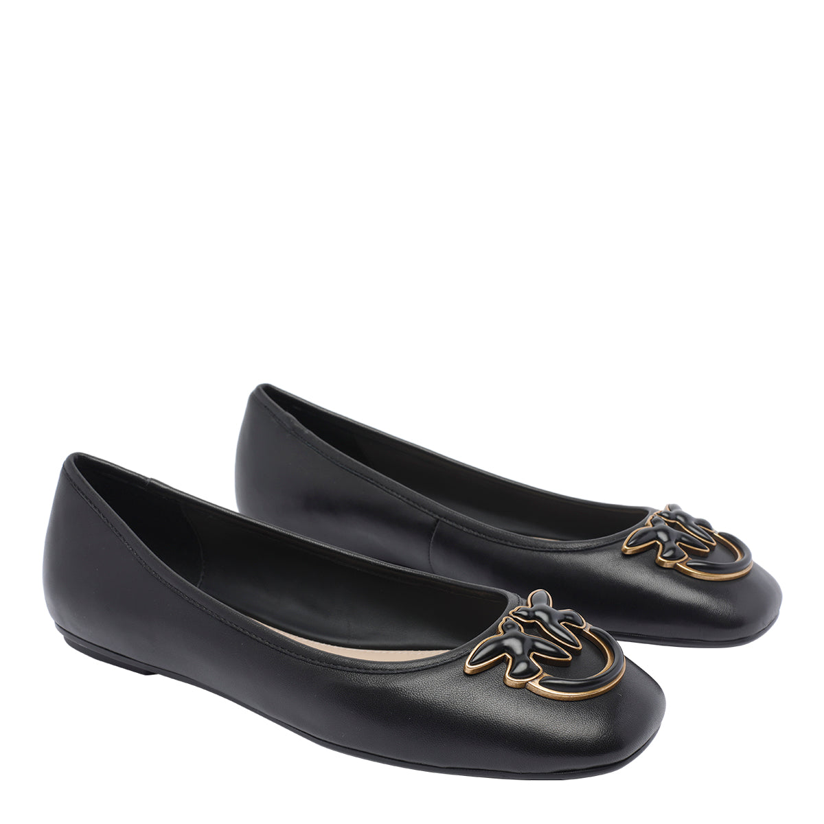 Pinko Flat Shoes Black Calf Leather/rubber Sole
