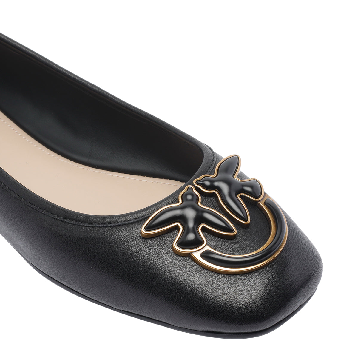Pinko Flat Shoes Black Calf Leather/rubber Sole
