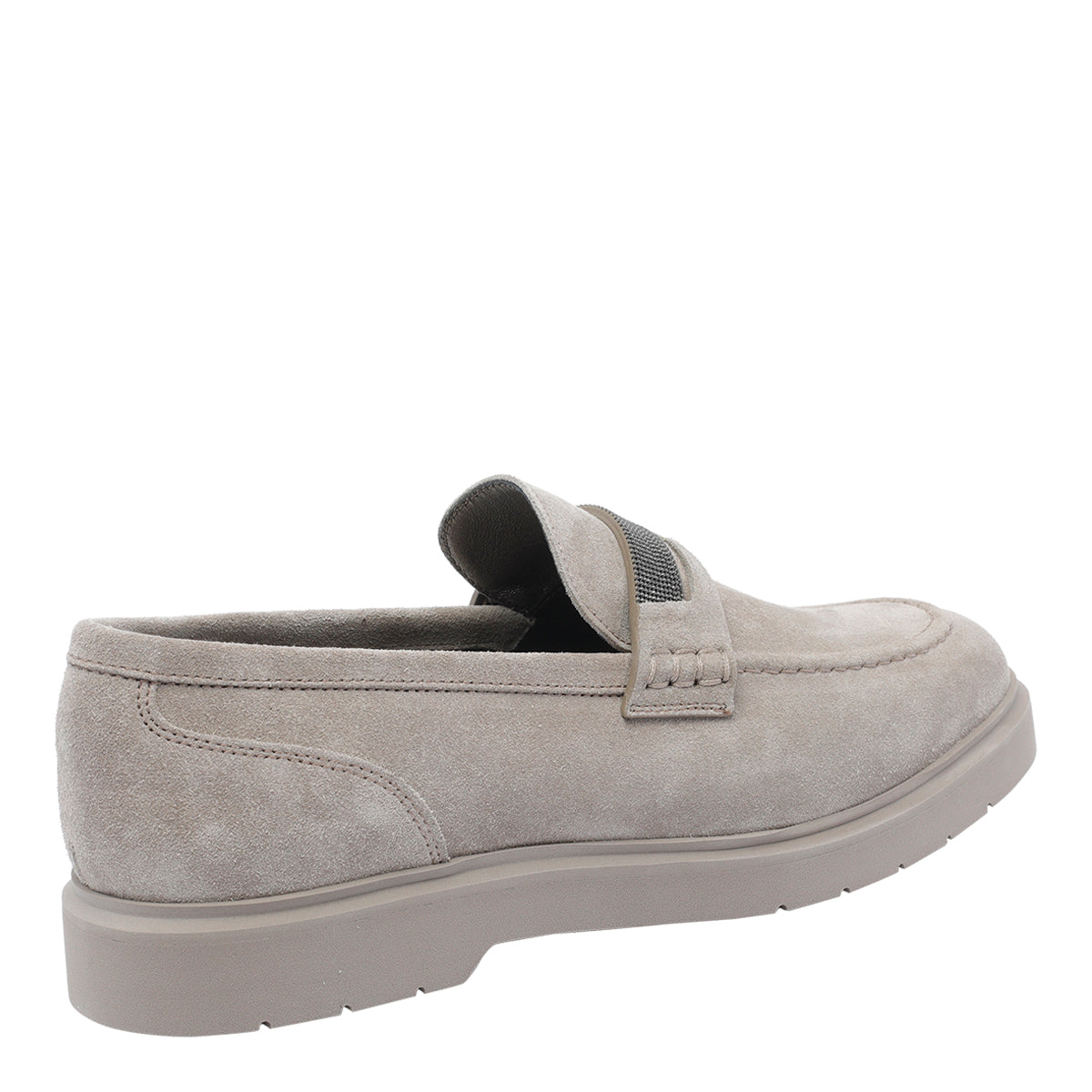 Brunello Cucinelli Flat Shoes Grey Suede Leather/rubber Sole