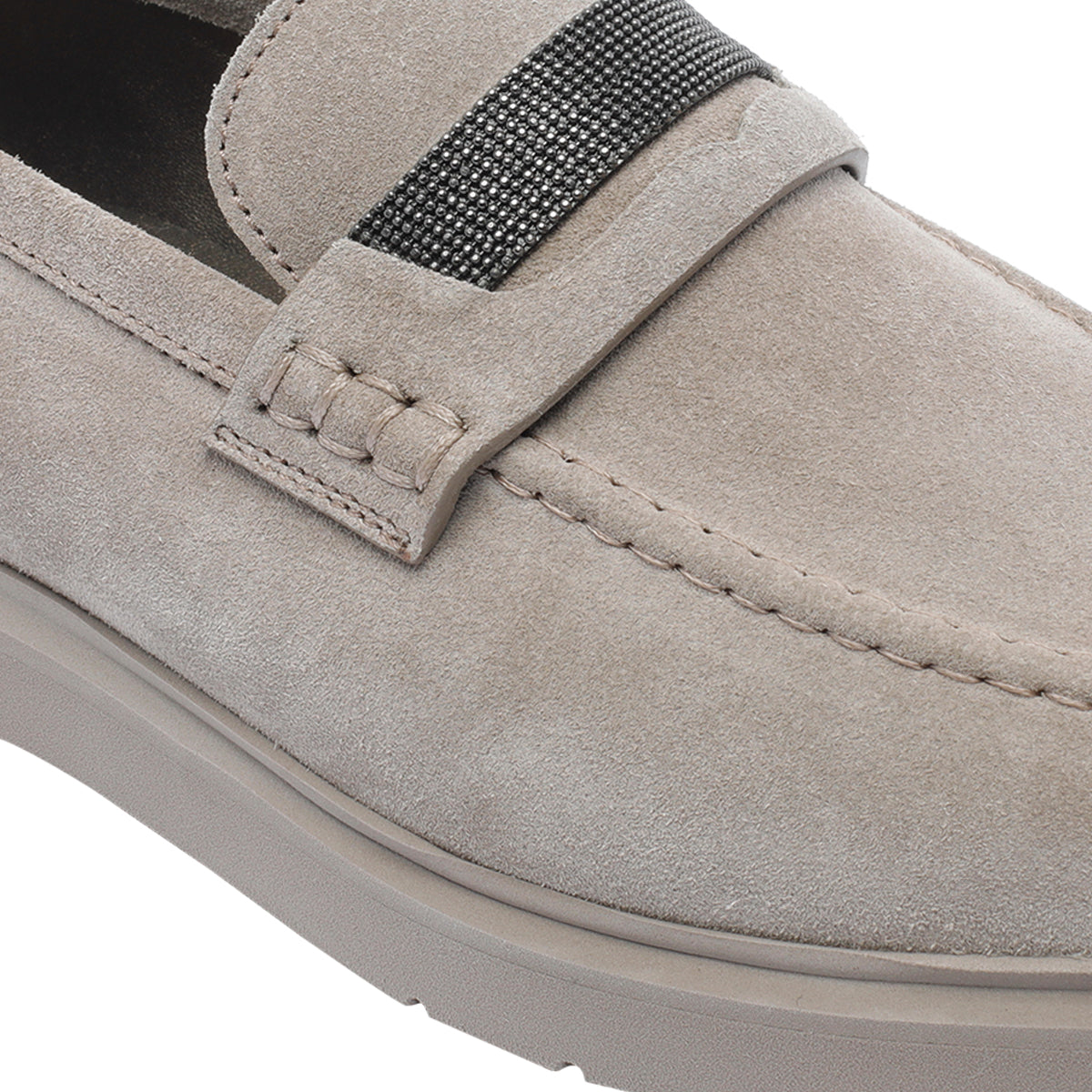 Brunello Cucinelli Flat Shoes Grey Suede Leather/rubber Sole