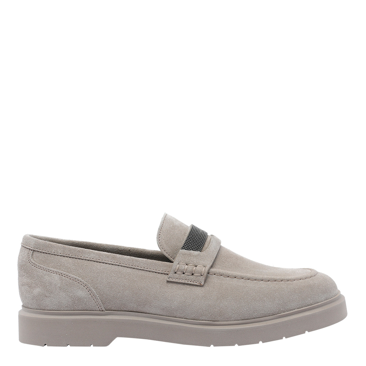 Brunello Cucinelli Flat Shoes Grey Suede Leather/rubber Sole