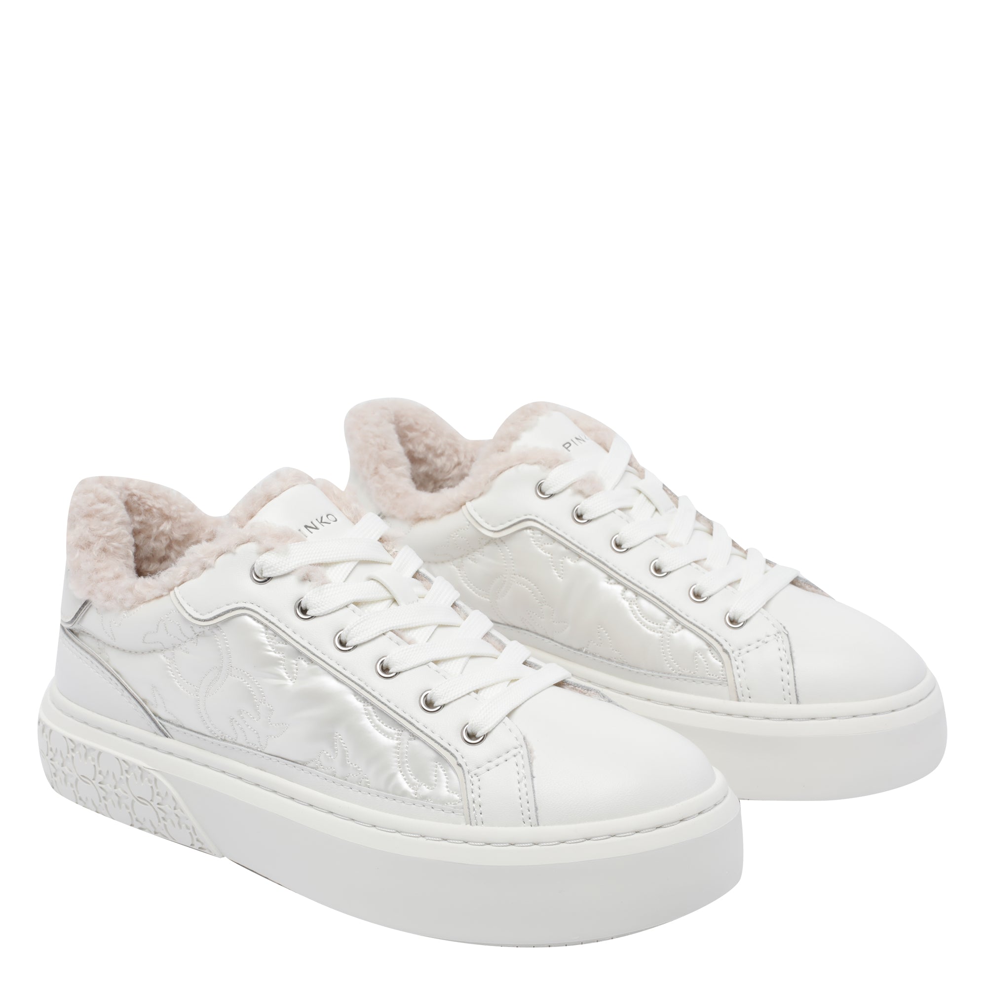 Pinko Sneakers White Calf Leather/rubber Sole