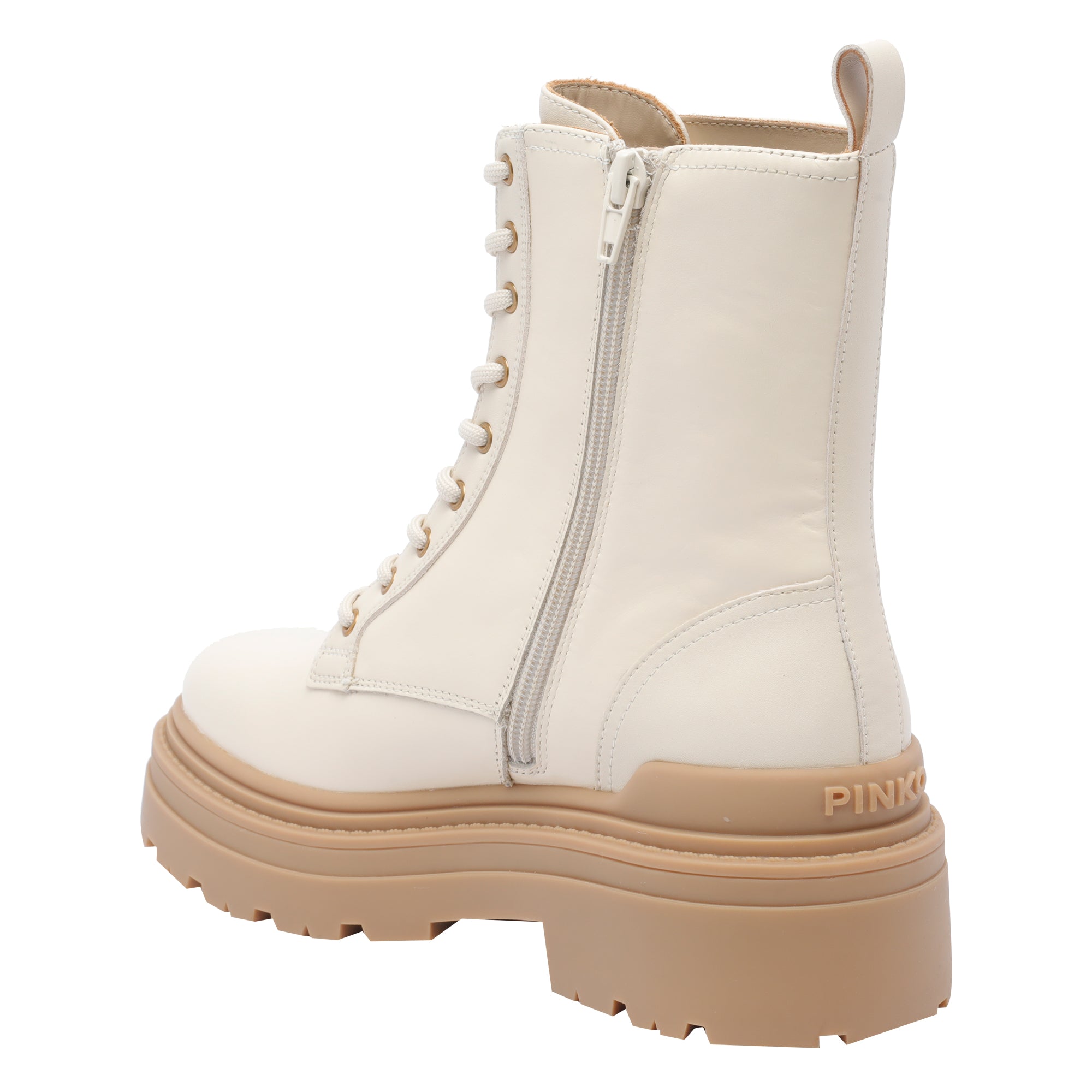 Pinko Boots White Calf Leather/rubber Sole