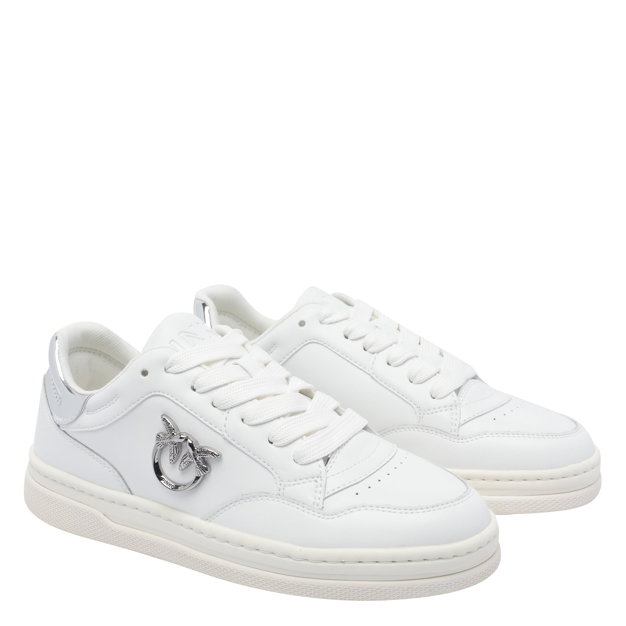 Pinko Sneakers White Calf Leather/rubber Sole