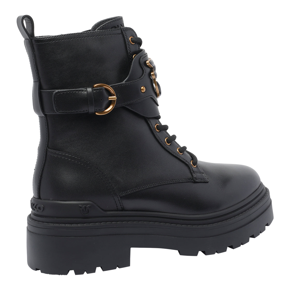 Pinko Boots Black Calf Leather/rubber Sole