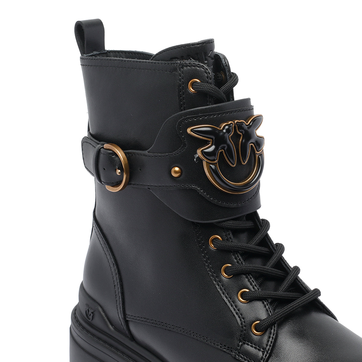 Pinko Boots Black Calf Leather/rubber Sole