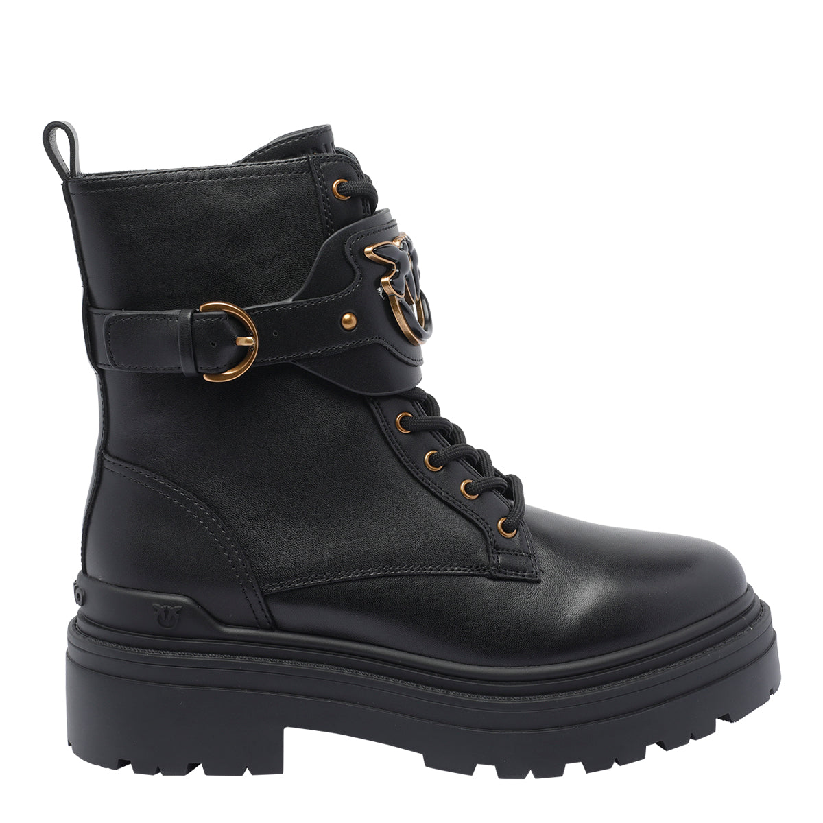 Pinko Boots Black Calf Leather/rubber Sole