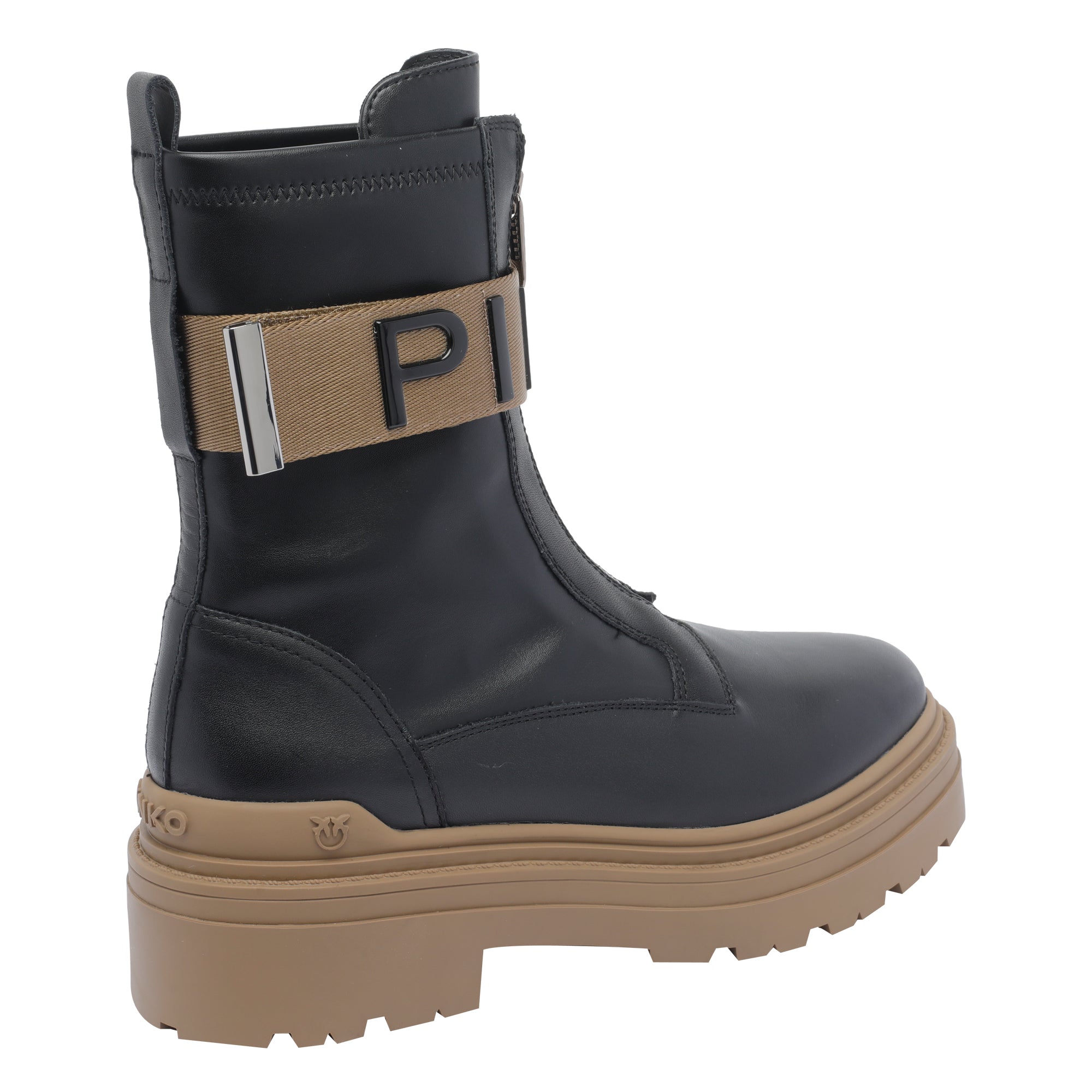 Pinko Boots Black Calf Leather/rubber Sole