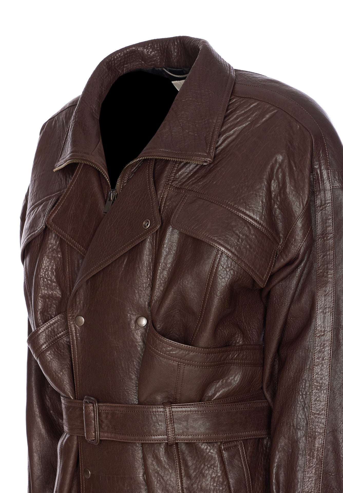 Saint Laurent Coats Brown Lambskin
