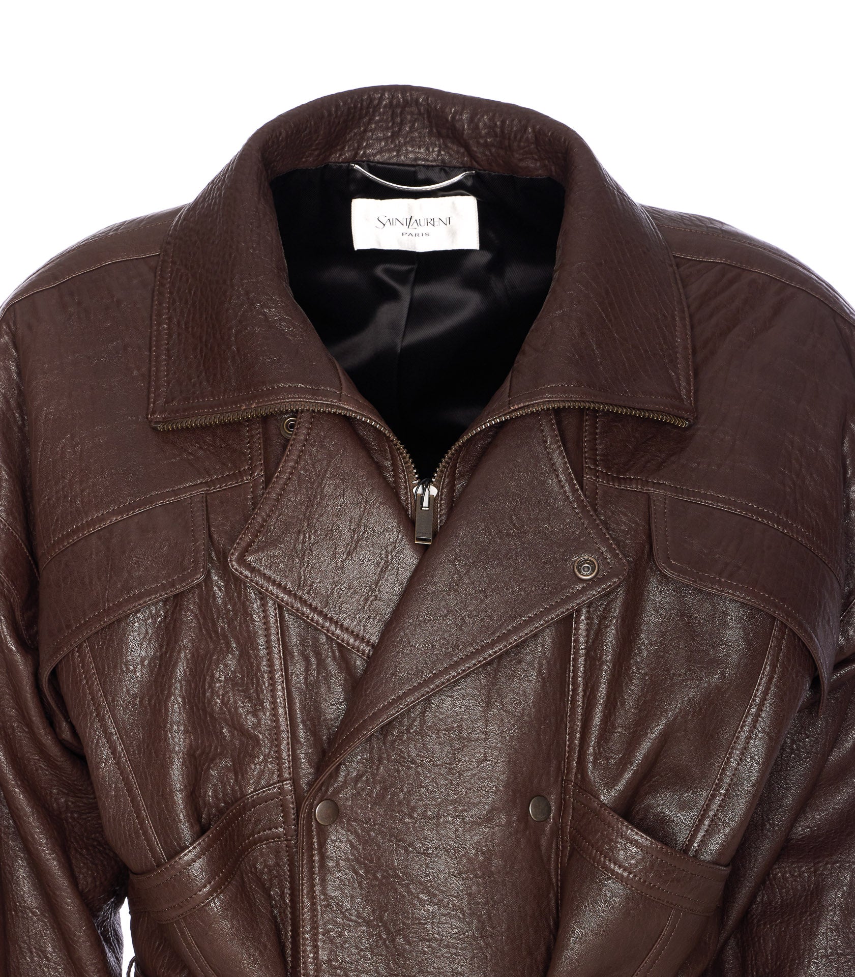 Saint Laurent Coats Brown Lambskin