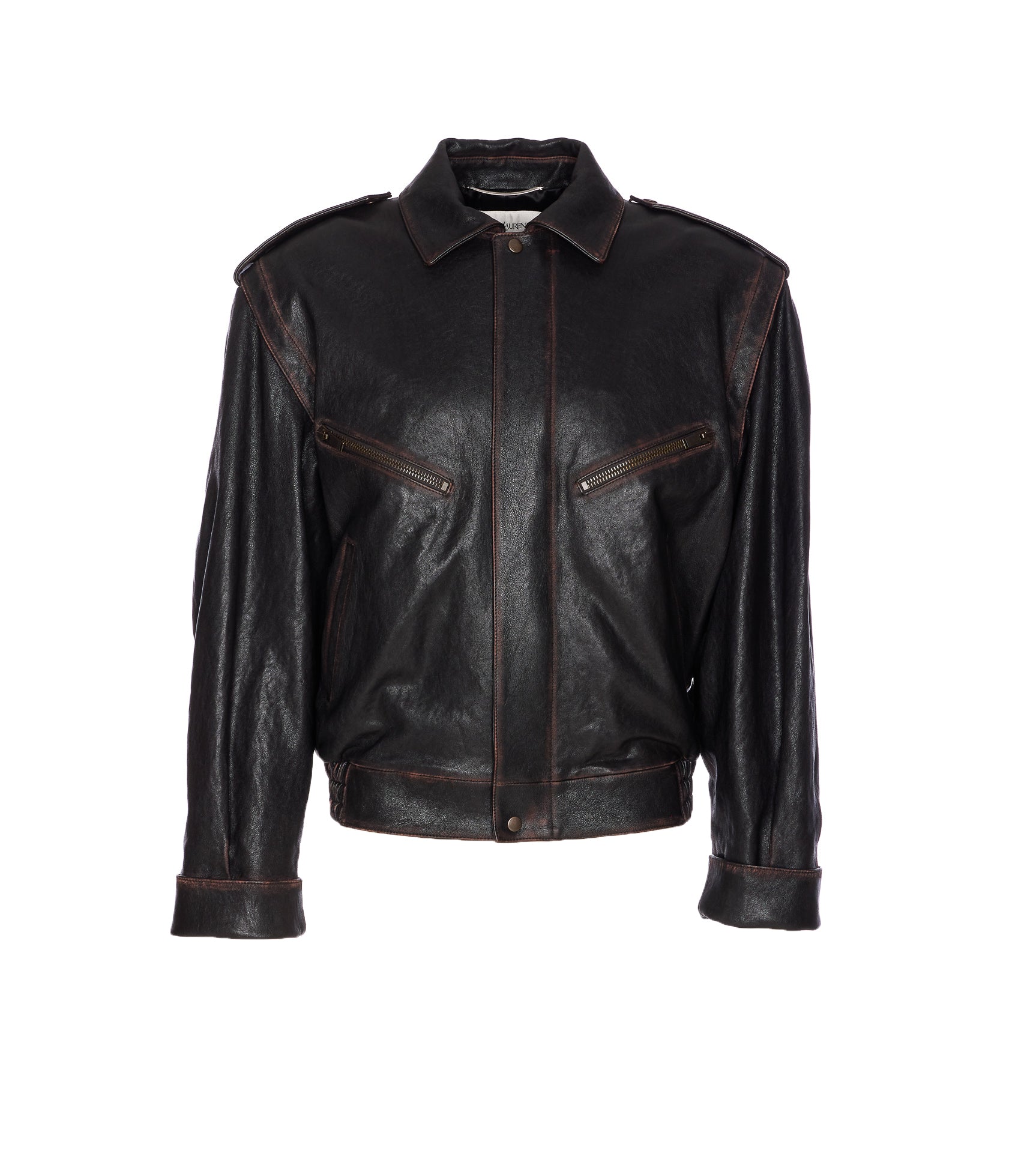 Saint Laurent Jackets Brown Lambskin