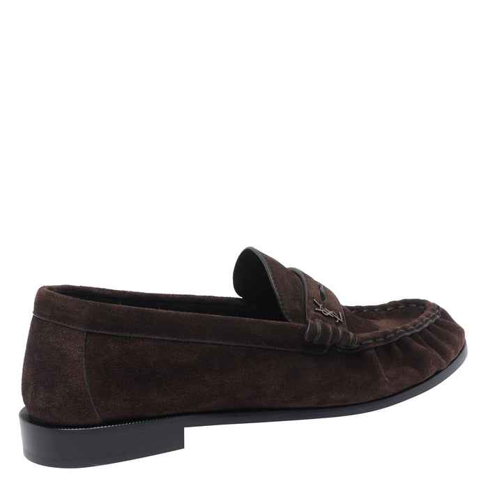 Saint Laurent Flat Shoes Brown Suede Leather/leather Sole