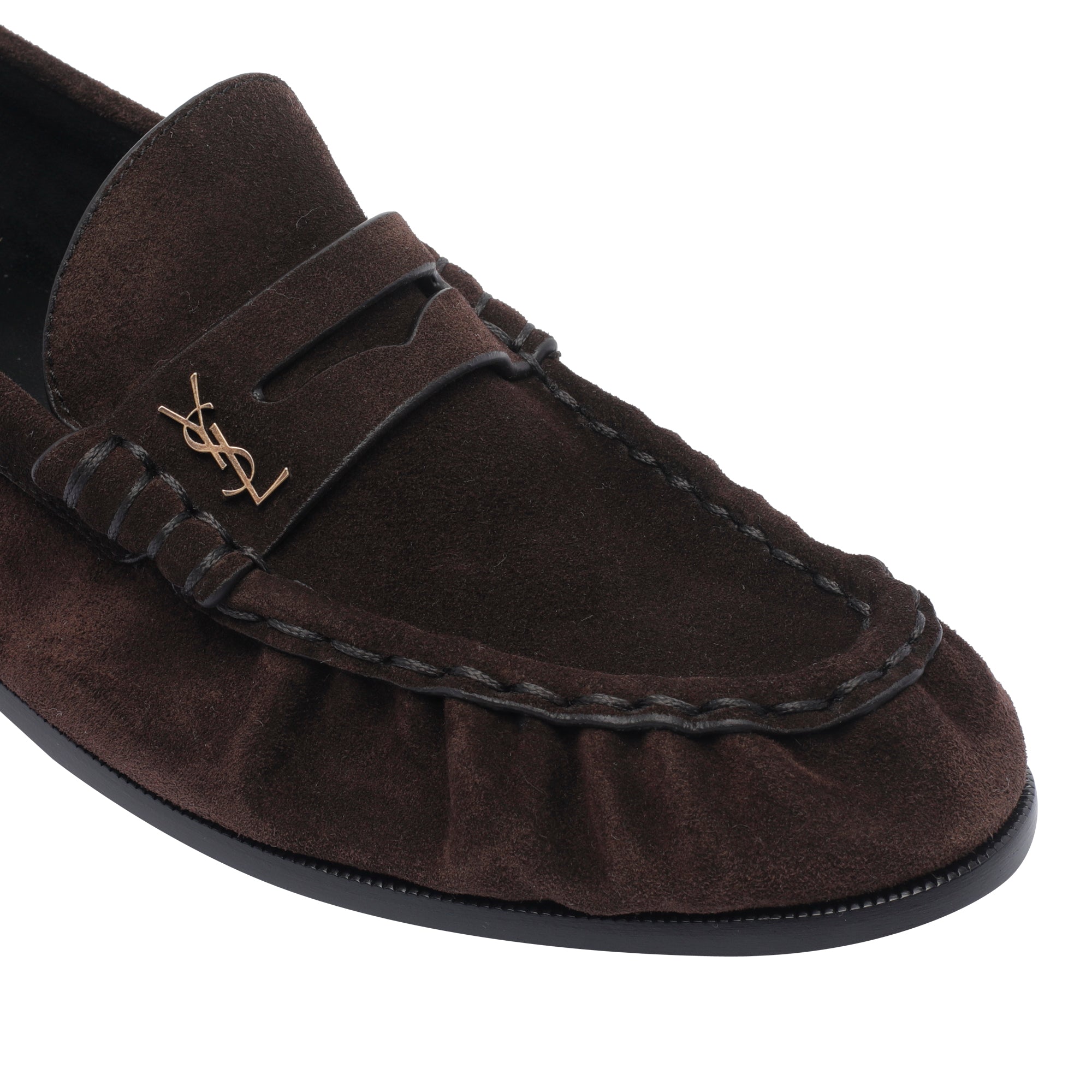 Saint Laurent Flat Shoes Brown Suede Leather/leather Sole