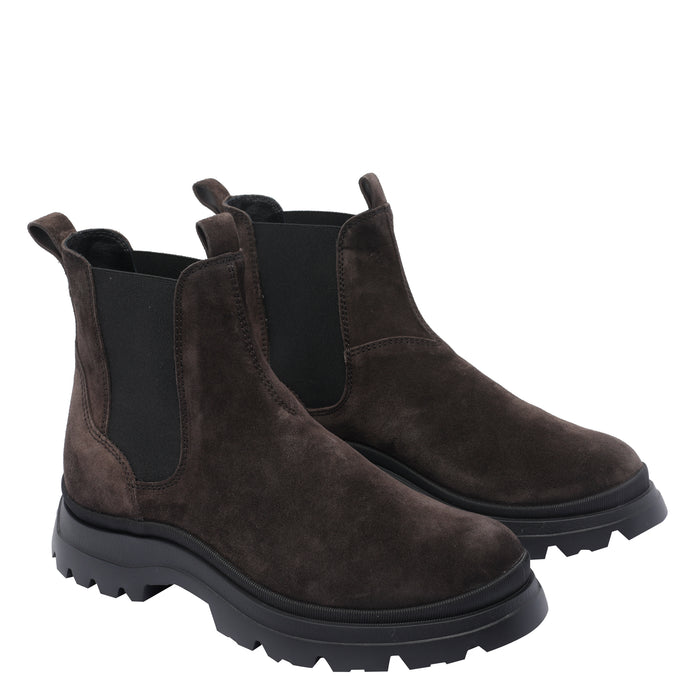 Hogan Boots Brown Suede Leather/rubber Sole