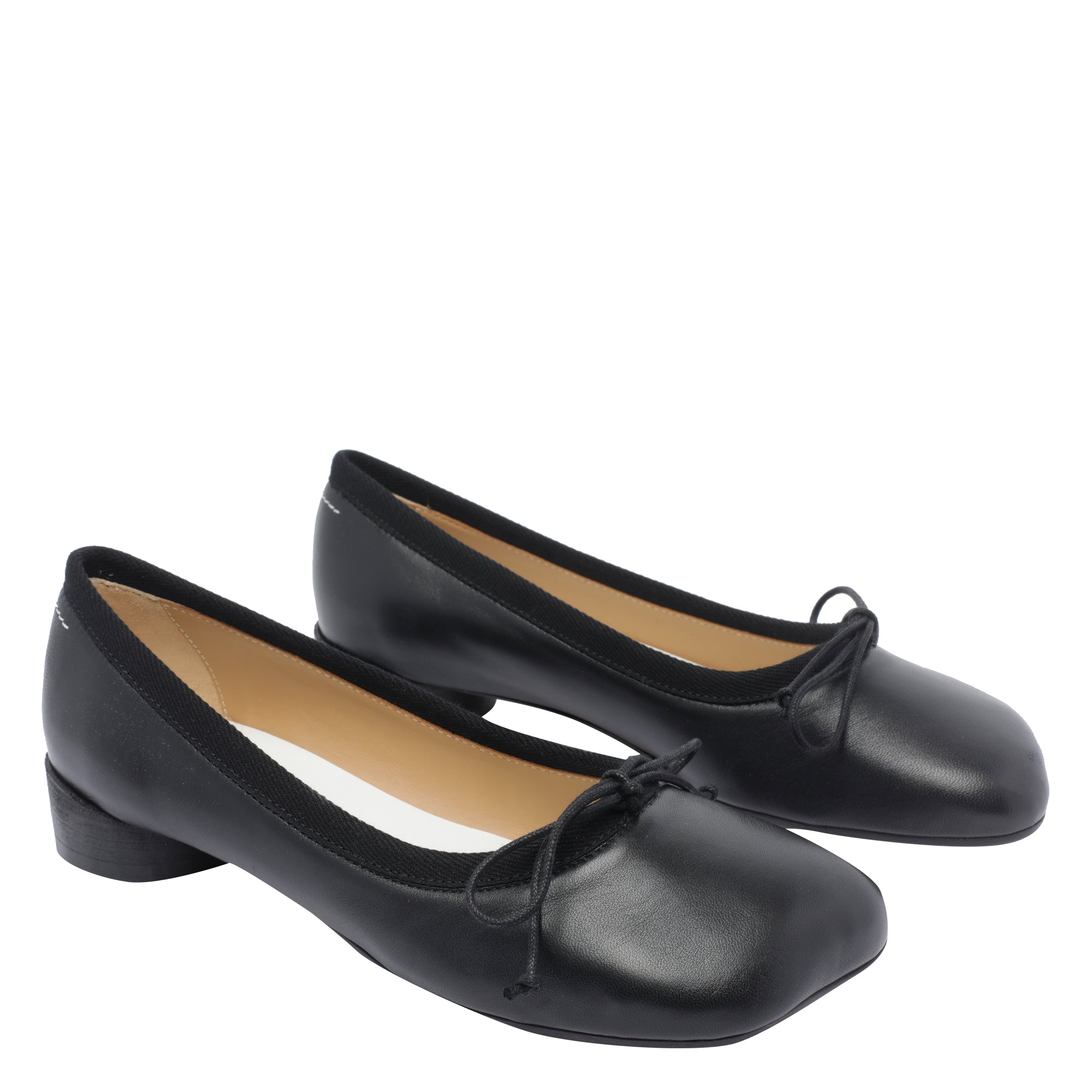 Mm6 Maison Margiela Flat Shoes Black Leather/leather Sole