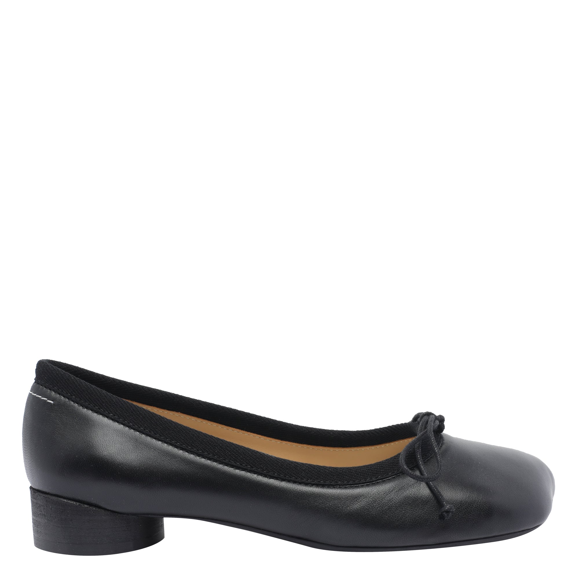 Mm6 Maison Margiela Flat Shoes Black Leather/leather Sole