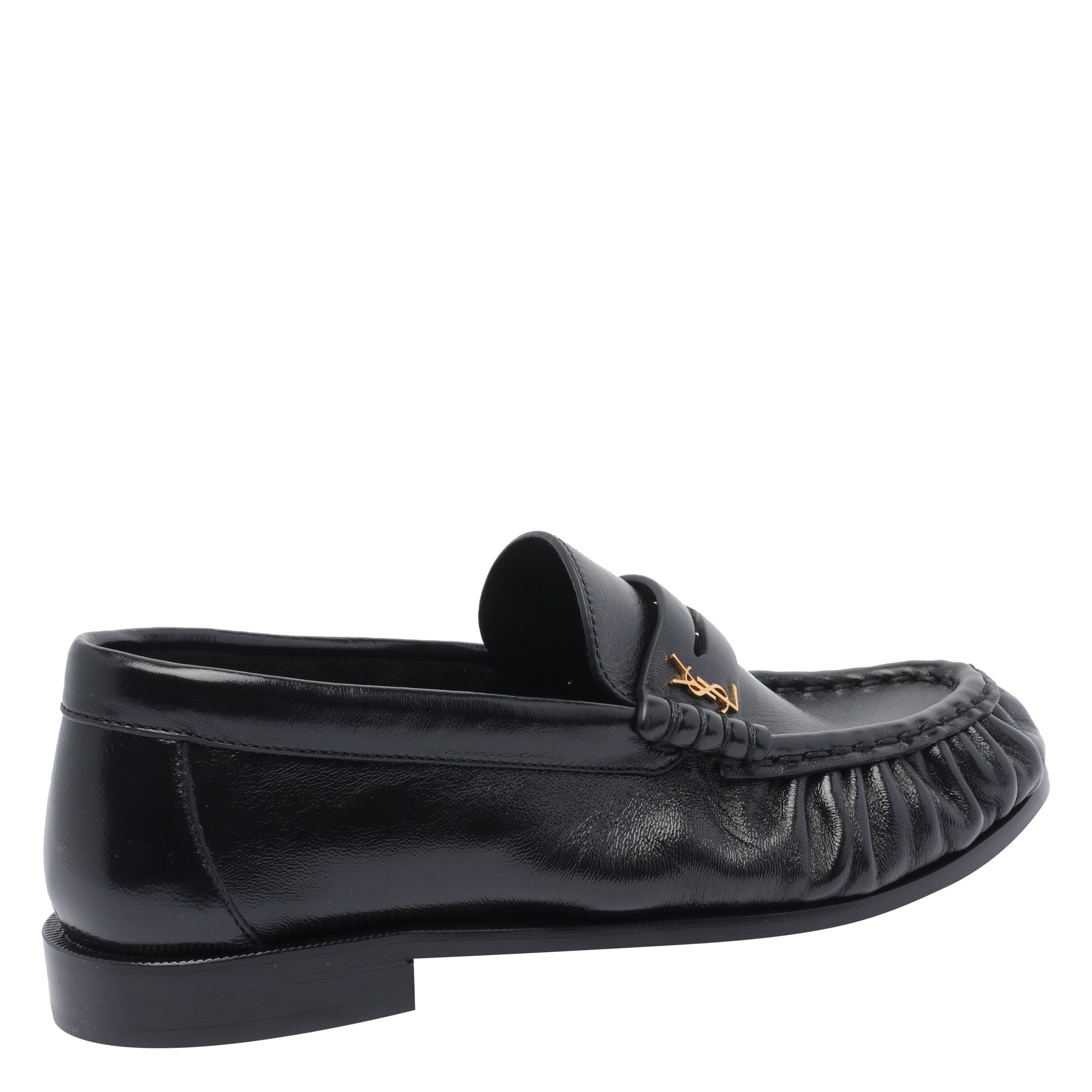 Saint Laurent Flat Shoes Black Leather/leather Sole
