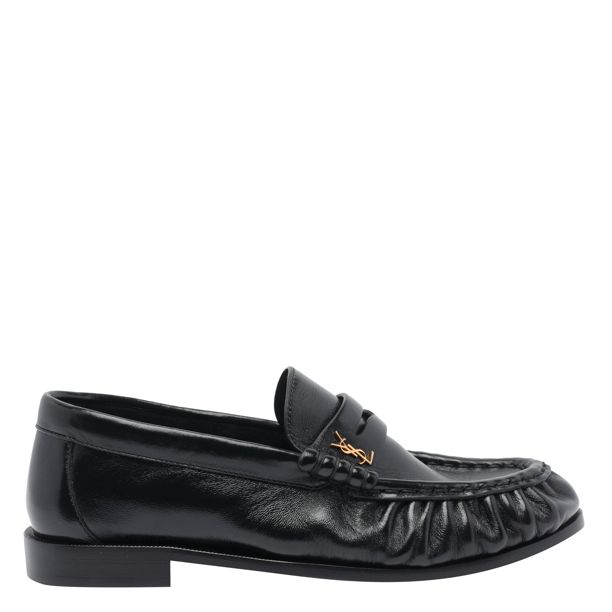 Saint Laurent Flat Shoes Black Leather/leather Sole
